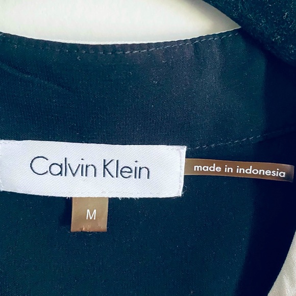 Calvin Klein Women's Black & White Short Sleeve Button Up Blouse Top Size M - Picture 3 of 4